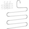 Relaxdays Gruccia Multipla per Pantaloni, Set da 4 Stampelle a S, Appendini Antiscivolo con 5 Aste, Argentato Bianco, Acciaio Inox