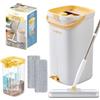 True & Tidy Set mocio e secchio con sistema di pompaggio per la casa, autopulente a mani libere, con 3 scomparti per separare l'acqua pulita dall'acqua sporca, con 2 panni in microfibra lavabili in lavatrice, in