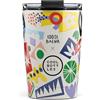 Cool Bottles - Thermos caffè, bicchiere termico in acciaio inox, tazza da caffè - bevande fredde 10 ore e calde 5 ore - Coperchio ermetico, privo di BPA - Electric Garden 330ml
