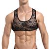 PIYAX Sexy Men Undershirts Mesh Lace See Through Body Chest Harness Serbatoi Lingerie Costumi da Notte esotici Gilet Biancheria Intima Gay