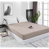 Mixibaby Lenzuolo con angoli elasticizzati in jersey, 100% cotone, 28 colori, dimensioni: 140 x 200 cm, colore: beige