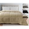 Tata Home Trapunta Invernale Matrimoniale in Velluto Tinta Unita Piumone Trapuntato in Tessuto Effetto Flannel Caldo Morbido Mod.Heidi (BEIGE)