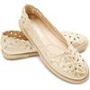 GLAMORA Scarpe piatte da donna con motivo margherite traforate, stile espadrilla, nero beige bianco oro, bianco, 37 EU