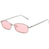 qinqilanqi-S Occhiali da sole rettangolari classici sottili montatura in metallo per uomini e donne occhiali da sole arancioni, argento/rosa