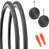 GRELiving Confezione da 2 pneumatici per bicicletta da corsa, 700 x 28 C, con 2 tubi flessibili per bicicletta FV48 mm, compatibile con Presta, con ruote da 28 pollici e 700 C