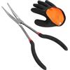 DELAESI Pinza da pesca curva, 28 cm, con 1 guanto da pesca a mano destra, accessorio per la pesca di pesci predatori