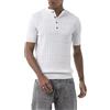 RED BRIDGE Redbridge by Tarz Cool - Maglietta in maglia con colletto rialzato - Maniche corte, chiusura con bottoni, motivo strutturato, vestibilità Slim Fit, bianco, S