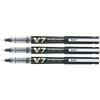 PILOT Set di 3 rulli ricaricabili Hi-TechPoint V7 Begreen a punta media, inchiostro liquido, colore: Nero