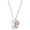 VLNET ® | Collana in Argento 925 con Angelo Custode + lettera in Argento Rosato e Zirconi Bianchi | Collezione Angeli Roberto Giannotti | Fatto a Mano in Italia (Lettera P)