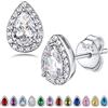 Bestyle Orecchini a Lobo Argento 925 Pietre Portafortuna Aprile Diamante Orecchini Forma Goccia, Stud Orecchini Donna, Confezione Regalo