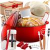 NZQXJXZ 26cm smaltato ghisa pentola rotonda dutch forno, 5.5QT casseruola con coperchi a prova di per pentole, brasatura, stufati, arrosto - rosso ciliegia