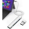 Vunvooker Hub Vunvooker 4 Porte Mini USB C Con Adattatore, Expander Per Laptop (2ft Cavo, 3 USB 2.0, 1 USB 3.0), Slim Portable Data Hub Per MacBook Pro/Air, iMac, iPad, Surface (Argento)