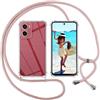 ISOI Cover con Cordino per Motorola G05 5G/E15 5G, Custodia Trasparente con Collana Tracolla Laccio Collo Ultra Sottile Morbido TPU Silicone Antiurto AntiGraffio Case, Rosa