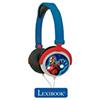 Lexibook, The Avengers, Cuffie stereo, volume sicuro per bambini, pieghevoli e regolabili, blu/rosso, HP010AV