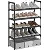 AcornFort S-532 Scarpiera a 4 Ripiani, Scaffale Portascarpe, Organizzatore per Scarpe per 8-12 Paia di Scarpe, 30 x 56 x 80 cm, 16mm Addensare Extra Pipa, Corridoio, Camera da Letto (Nero)