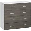 HOMCOM Cassettiera Camera da Letto, Comò Camera da Letto con 4 Cassetti con Maniglie in Alluminio e Struttura in Legno, per Soggiorno e Sala da Pranzo, 76x35x72cm, Bianco e Grigio