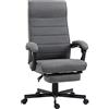 Vinsetto Poltrona da ufficio ergonomica, sedia da ufficio, girevole, reclinabile, con braccioli, altezza regolabile e poggiapiedi retrattile, in tessuto effetto lino, grigio