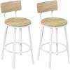 WOLTU Sgabelli Cucina Set di 2, Sgabelli da Bar per Colazione, con Poggiapiedi e Schienale, Struttura in Metallo, Effetto Legno Chiaro