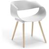 REDÒKASA Sedia in polipropilene DILETTA con gambe in faggio, resistente ai raggi UV, design moderno, ideale per sala da pranzo, cucina, sala d'attesa, bar, ristoranti (Bianco, 1)