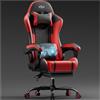 HLFURNIEU Sedia Gaming Massaggiante, Poltrona Gaming con Poggiapiedi e Cuscino Lombare Massaggiante, Sedia Gamer Regolabile in altezza, Schienale Regolabile 90°-135°, Portata 150kg (Nero e Rosso)
