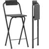 HOMCOM Set 2 Sgabelli Cucina Pieghevoli con Schienale e Poggiapiedi, Sgabelli Alto da Bar e Bancone in MDF e Acciaio, Sedie Alte da Bar, 37x45x87 cm, Nero