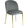 Marvin Sedia in Velluto con Gambe Oro Chiara, Sedie in Metallo Dorato, Poltroncina con Seduta Imbottita per Sala da Pranzo Salotto Soggiorno di Design Moderno (1, Grigio/Oro)