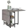 HOMCOM Tavolo da Pranzo Pieghevole, Tavolo Cucina a Ribalta con Ruote per 4 Persone, Scrivania Richiudibile Salvaspazio con 2 Ripiani Aperti, Ideale per Soggiorno, Ufficio, 133.4x80x75 cm, Grigio