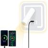 HUIZHOU Lampada da Lettura da Parete LED 3W+9W con Porta USB, Luce Calda 3000K, Faretto Rotante Orientabile, Applique da Comodino per Camera da Letto, Corridoio, Scale e Ufficio (Quadrato bianco)