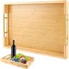 DAJAVE Vassoio da Portata in Bambù, Vassoio Grande Rettangolare in Bambù con Manico - Vassoio Legno per Cucina - 41 x 30 x 5 cm - Ideale per Servire e Decorare - Vassoi Legno Rettangolari da Presa.