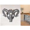 Casablanca modernes Design Steampunk Buffalo - Oggetto da parete in resina, 32 x 40 x 14 cm, colore: Argento