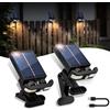 ICEKO KN ICEKO Faretto LED Solare Esterno con Sensore di Movimento,Design Clip,Ricarica Solare e USB,Indicatore LED per Stato Batteria e 3 Modalità,IP55 Impermeabile per Balcone,Grondaie,Recinzione(2 Pezzi)