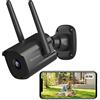 Septekon Telecamera di sicurezza esterna, 1080P doppia antenna WiFi telecamera di sorveglianza domestica con IP66 impermeabile, visione notturna, rilevamento del movimento AI, audio a 2 vie, nero,P30