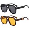 Long Keeper Occhiali da sole retrò pilota per uomo donna doppio ponte aviazione occhiali da sole quadrati anni '70 moda occhiali da sole classici occhiali da sole vintage sfumature protezione UV400