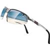 Jexmigo Occhiali da sole polarizzati fotocromatici da uomo, montatura in metallo Al-Mg, ultraleggeri 22 g, UV400, antiriflesso, occhiali da guida, occhiali da sole sportivi per ciclismo, golf, corsa