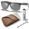 Ray-Ban Occhiali da sole quadrati Justin Classic RB4165 per uomo e donna con kit ufficiale Rayban Eyewear, Montatura Grigio Opaco | Lente Gradiente Grigio, 55 mm