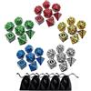 CREEBUY Set di Dadi Poliedrici DND, 5 Confezioni di Set di Dadi Adatti per Dungeons and Dragons D&D Giochi RPG Dadi Poliedrici a 7 Facce con Motivo Vintage 35 Pezzi (5 Colori con Bianco)