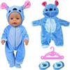 Sunshinestar Vestiti per Bambole Cartone Nnimato, Vestiti Bambole Reborn per Bambole 35-45 cm, con 1 Paio di Scarpe e 1 Gruccia, Regalo di Compleanno per Bambini, Blu (Bambola Non Inclusa)