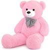 Sausudols XXL Orsacchiotto Orso di Peluche 120 cm di Altezza Giganti Orso Peluche per Fidanzata Teddy Bear Regalo per Compleanno Natale e San Valentino Rosa