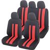 Auto Accessori Lupex - Copri sedili Auto Universali LS07 | Colore Rosso | Set Anteriori e Posteriori | Poliestere | No Suv