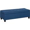 HOMCOM Banco portaoggetti 94,5L panca fine letto in tessuto effetto lino e gambe in legno, 125 x 49 x 41,5 cm, blu | Aosom Italy