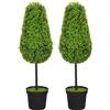 HOMCOM Set di 2 Piante Artificiali Buchsbaum 90cm con Foglie in Forma di Lacrima, Piante Finte in Vaso - Moderna Decorazione | Aosom Italy