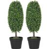 HOMCOM Set da 2 Piante Artificiali, Alberi Artificiali in Vaso con Resistenza ai Raggi UV, Plastica, Cemento, Verde | Aosom Italy