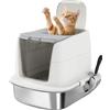 PawHut Lettiera per Gatti Chiusa a 2 Ingressi con Deodorante e Paletta, 52.4x41.3x39.8 cm, Bianco | Aosom Italy