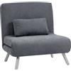 HOMCOM Poltrona imbottita con funzione letto, design 2-in-1, poltrona letto, letto per ospiti, rivestimento in tessuto, con cuscino, Grigio scuro | Aosom Italy