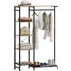 HOMCOM Supporto da Ingresso, Asta per Abiti, Scaffale Scarpe Spazio Archiviazione Rovere | Aosom Italy