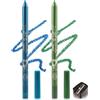Lestpola 2 eyeliner in gel glitterato, blu verde metallizzato, con temperino, impermeabile, durevole, facile da applicare, eyeliner ad alta pigmentazione, per cosplay party 07 + 08