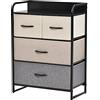 HOMCOM Armadio per stoffe 4 cassetti 58 x 29 x 78,5 cm Nero Grigio Beige