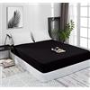 Mixibaby Lenzuolo con angoli elasticizzati in jersey, 100% cotone, 28 colori, dimensioni: 200 x 200 cm, colore: nero