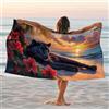 Generic Telo mare con pantera tropicale, coperta in microfibra nera con animali, ad asciugatura rapida, morbida, senza sabbia, ideale per piscina, palestra, picnic all'aperto, 178 x 89 cm