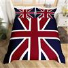 Loussiesd Set di biancheria da letto con motivo bandiera della Union Jack,camera da letto rossa e blu, set copripiumino a righe, 3 pezzi, con cerniera per letto matrimoniale